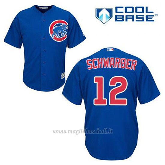 Maglia Baseball Uomo Chicago Cubs 12 Kyle Schwarber Blu Alterner Cool Base